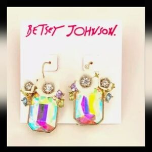 Betsey Johnson Iridescent Crystal Earrings